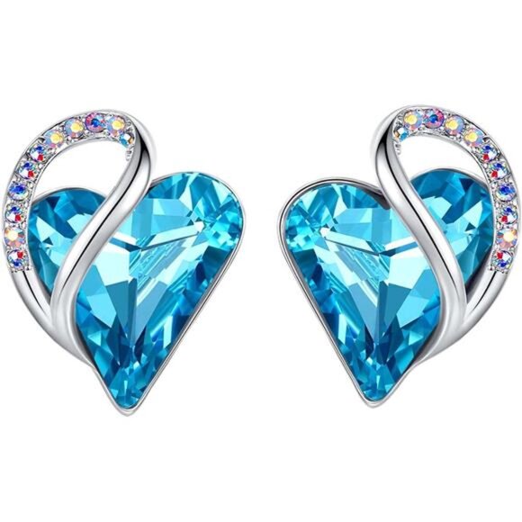 Leafael Infinity Love Heart Birthstone Crystal Stud Earrings for Women - Picture 1 of 7